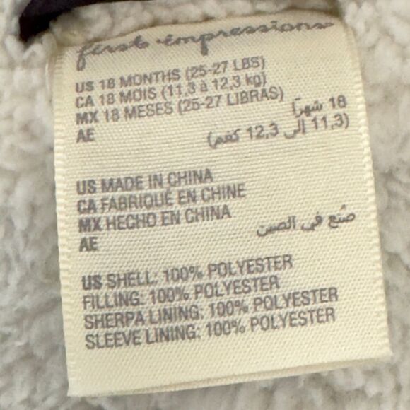 First Impressions Toddler Kids Star Print Winter Puffer Coat. 18 Months. - Picture 4 of 6